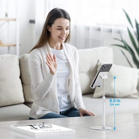Cell Phone Stand, OMOTON Angle Height Adjustable Phone Holder, Aluminum Desktop Phone Dock for Desk, Compatible with iPhone 13/Mini/Pro/Max, All S...